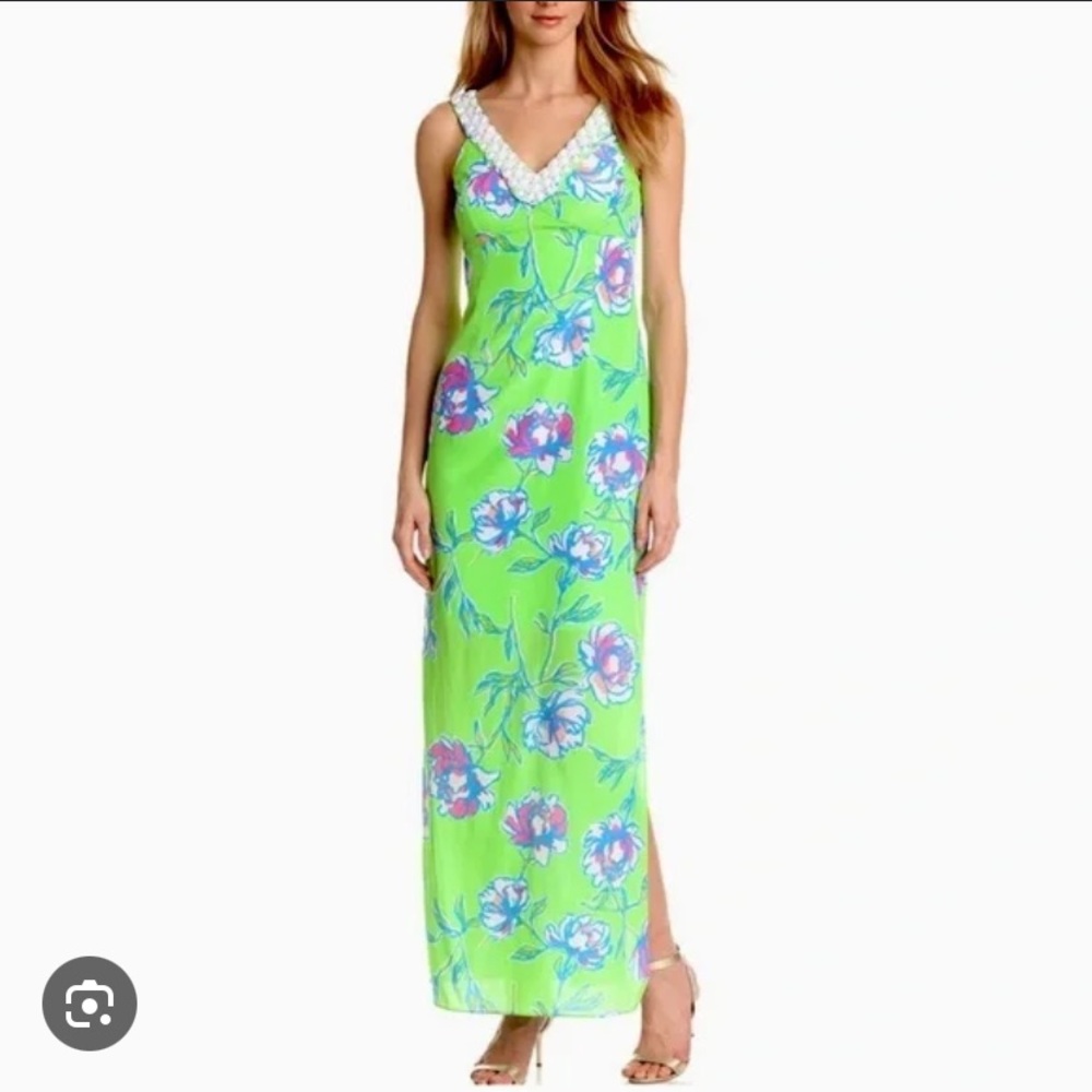 Lilly Pulitzer Lime Floral Maxi Dress